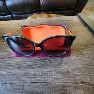 Gucci Black Sunglasses with Orange and Purple Case They Have Been Worn Twice